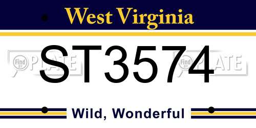 ST3574 West Virginia License Plate