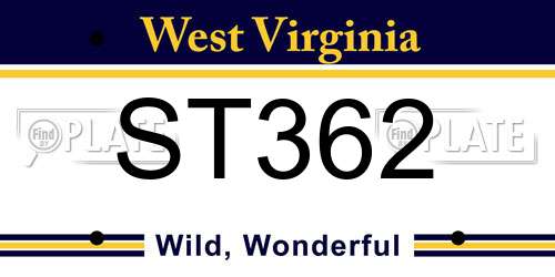 ST362 West Virginia License Plate