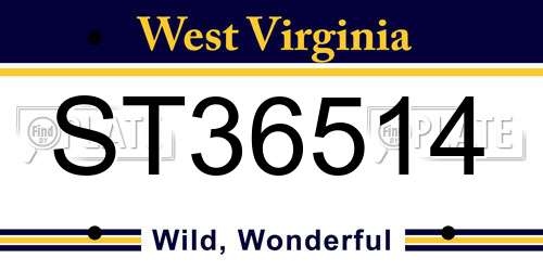 ST36514 West Virginia License Plate