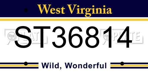 ST36814 West Virginia License Plate