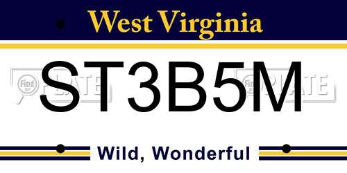 ST3B5M West Virginia License Plate