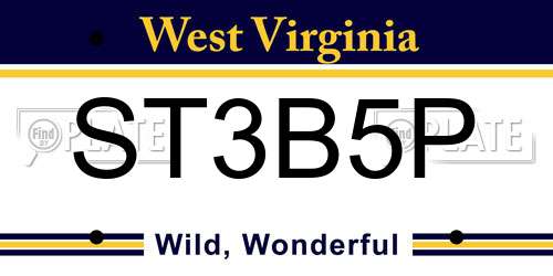 ST3B5P West Virginia License Plate