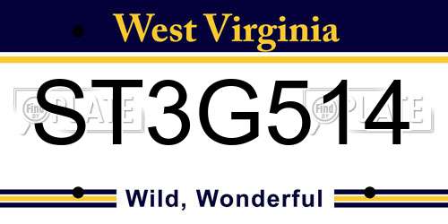ST3G514 West Virginia License Plate