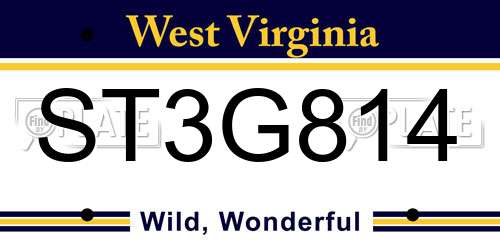 ST3G814 West Virginia License Plate