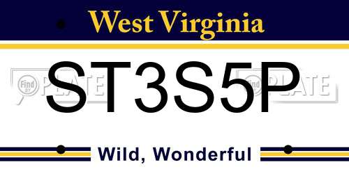 ST3S5P West Virginia License Plate