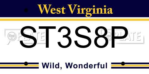 ST3S8P West Virginia License Plate