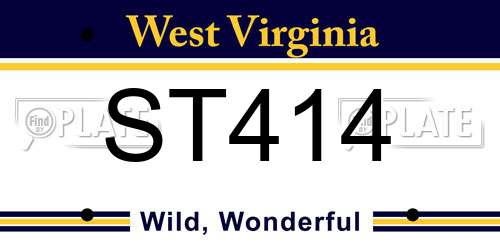 ST414 West Virginia License Plate