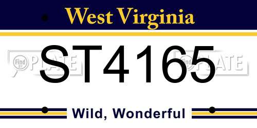 ST4165 West Virginia License Plate