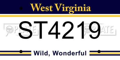 ST4219 West Virginia License Plate