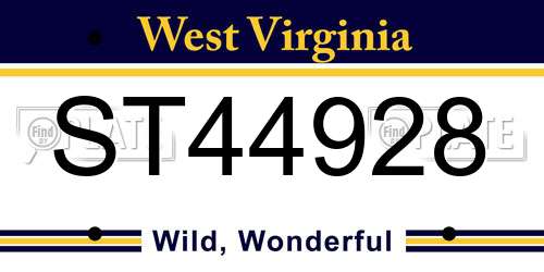 ST44928 West Virginia License Plate