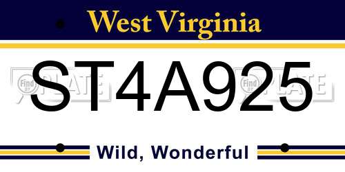 ST4A925 West Virginia License Plate
