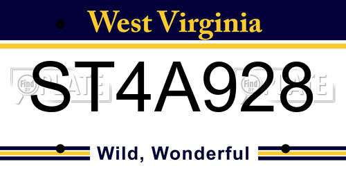 ST4A928 West Virginia License Plate