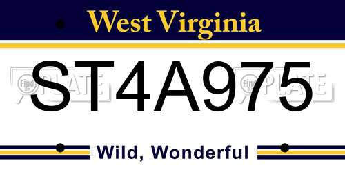 ST4A975 West Virginia License Plate