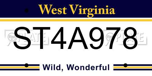 ST4A978 West Virginia License Plate