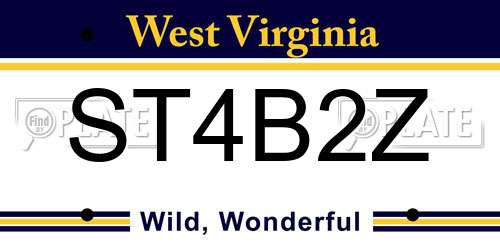 ST4B2Z West Virginia License Plate