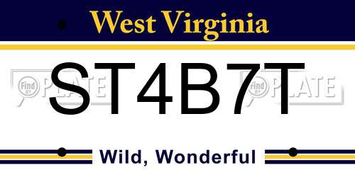 ST4B7T West Virginia License Plate