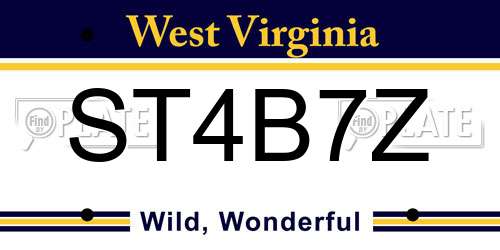ST4B7Z West Virginia License Plate