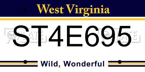 ST4E695 West Virginia License Plate