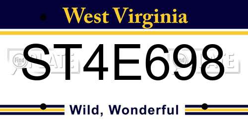 ST4E698 West Virginia License Plate