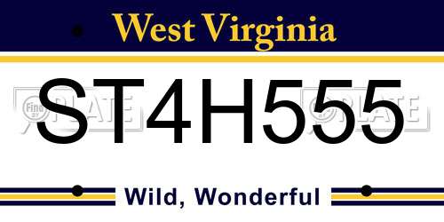 ST4H555 West Virginia License Plate