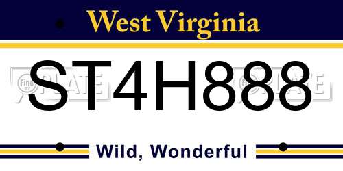 ST4H888 West Virginia License Plate