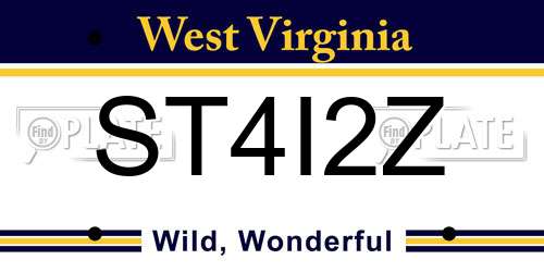 ST4I2Z West Virginia License Plate