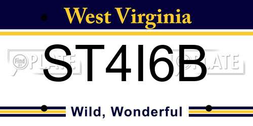 ST4I6B West Virginia License Plate