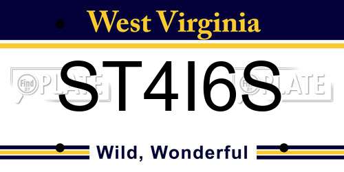 ST4I6S West Virginia License Plate