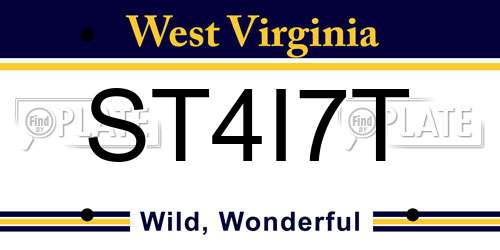 ST4I7T West Virginia License Plate