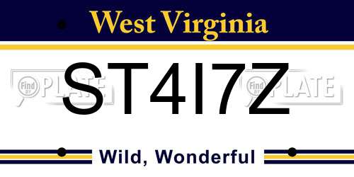 ST4I7Z West Virginia License Plate