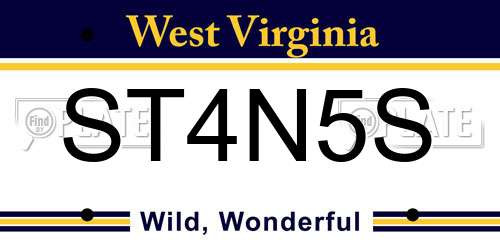 ST4N5S West Virginia License Plate