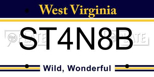 ST4N8B West Virginia License Plate