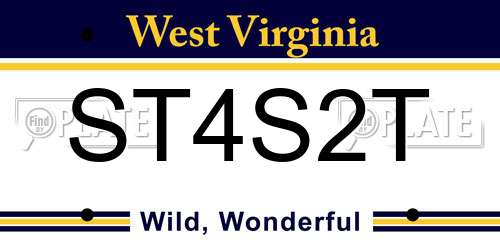 ST4S2T West Virginia License Plate