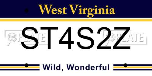 ST4S2Z West Virginia License Plate