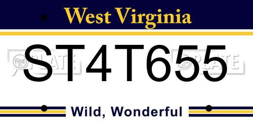 ST4T655 West Virginia License Plate