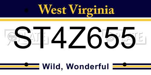 ST4Z655 West Virginia License Plate