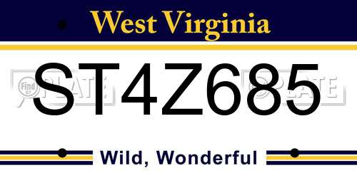 ST4Z685 West Virginia License Plate