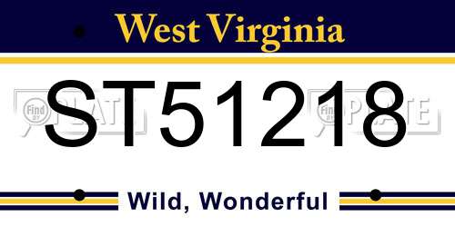ST51218 West Virginia License Plate