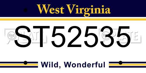 ST52535 West Virginia License Plate