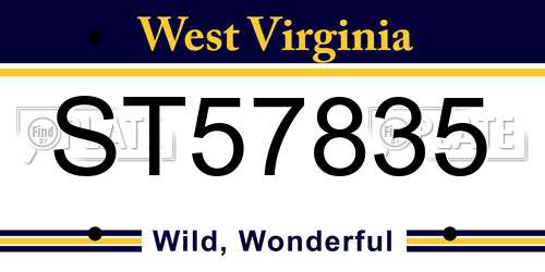 ST57835 West Virginia License Plate