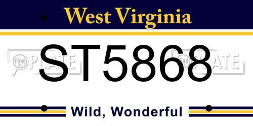ST5868 West Virginia License Plate