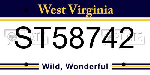 ST58742 West Virginia License Plate