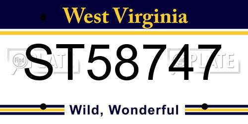 ST58747 West Virginia License Plate