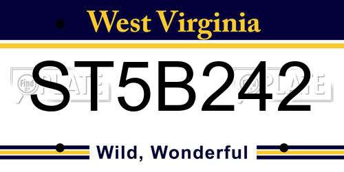 ST5B242 West Virginia License Plate