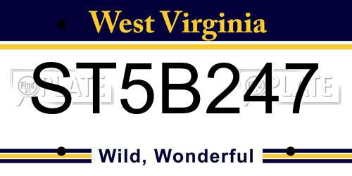 ST5B247 West Virginia License Plate