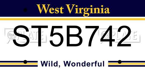 ST5B742 West Virginia License Plate