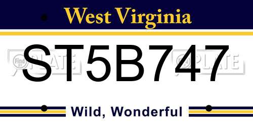 ST5B747 West Virginia License Plate