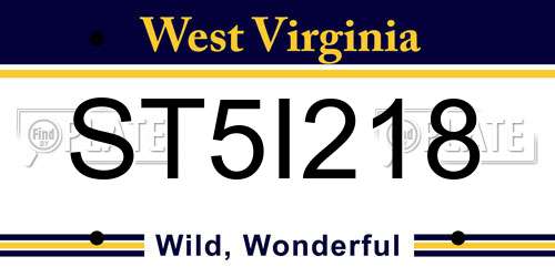 ST5I218 West Virginia License Plate