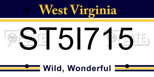 ST5I715 West Virginia License Plate
