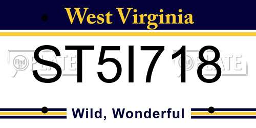 ST5I718 West Virginia License Plate